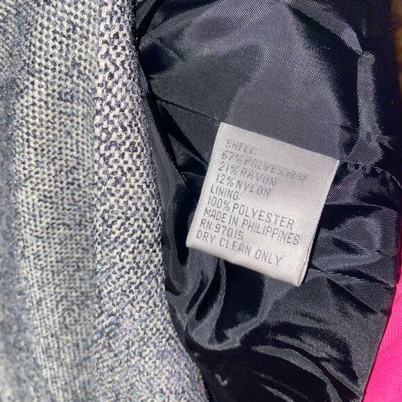 Larry Levine Vintage Black White Tweed 2-Button Long Blazer Jacket Women's 14 - Picture 6 of 7